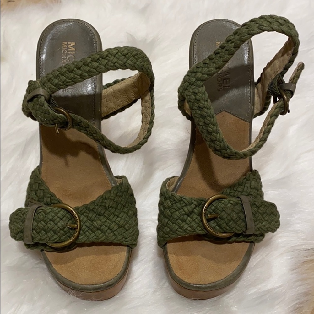 Michael Kors wood sandals.